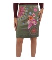 Mini skirt suede print floral ethnic 101 idées 0360W