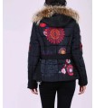 coat short quilted print ethnic fur hood brand 101 idees 1806W