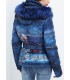 coat short quilted print floral fur hood brand 101 idees 1821Z