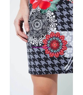 Mini falda antelina estampada floral etnica 101 idées 3130W ropa fashion