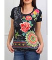 T-shirt top floral ethnic 101 idées 3146P