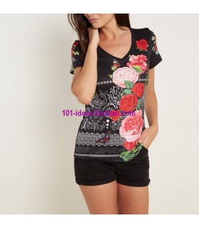 camiseta top floral etnica 101 idées 'Martin' ropa fashion de mujer